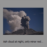 Ash cloud at night, only minor red at its base